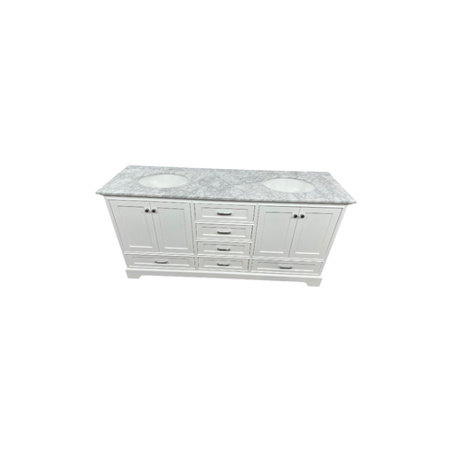 Ariel Bath Cambridge Double Bathroom Vanity with Carrara Marble Top, image 3