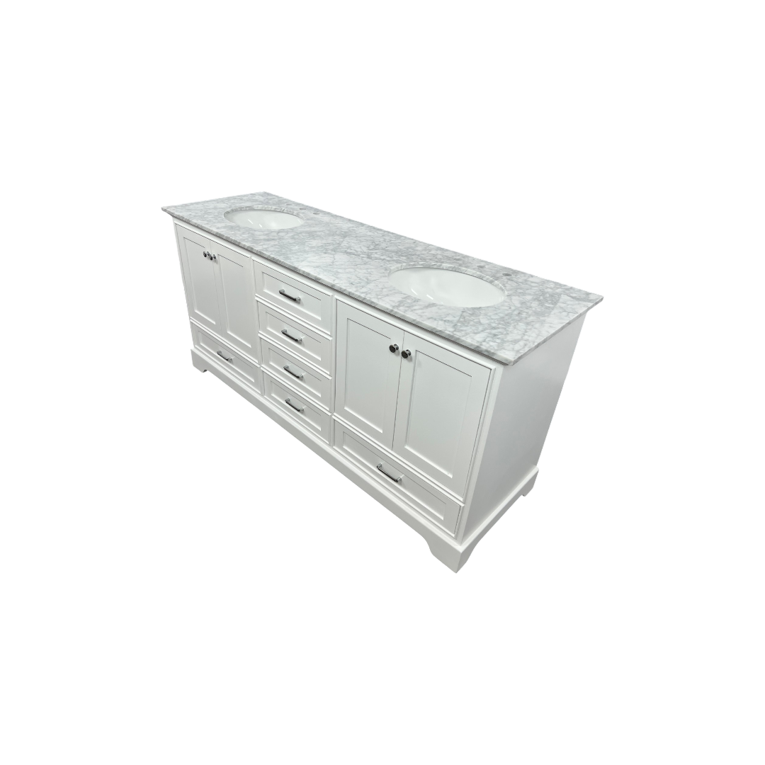 Ariel Bath Cambridge Double Bathroom Vanity with Carrara Marble Top