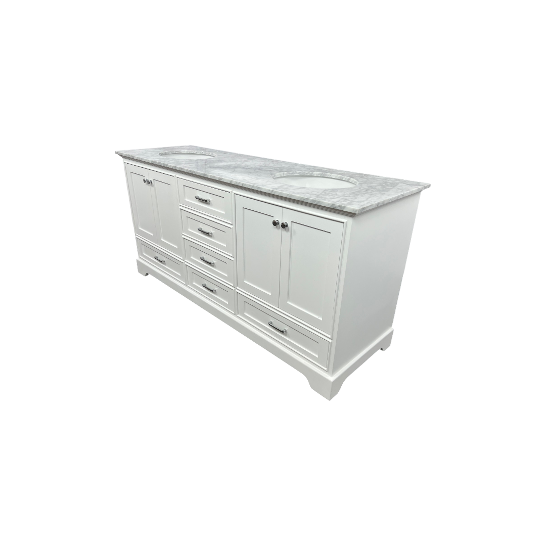 Ariel Bath Cambridge Double Bathroom Vanity with Carrara Marble Top