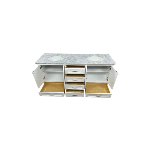 Ariel Bath Cambridge Double Bathroom Vanity with Carrara Marble Top, image 17