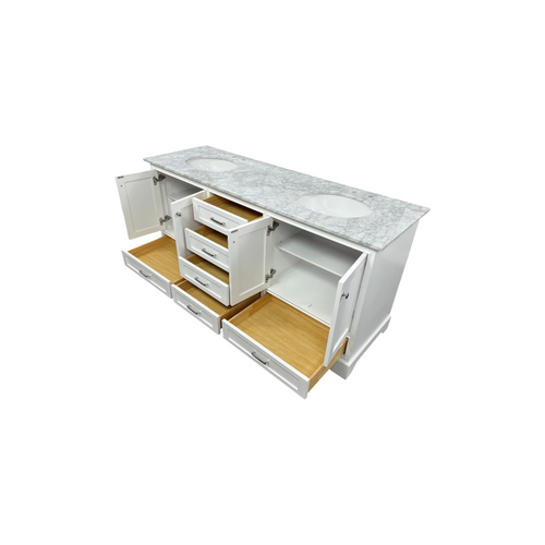 Ariel Bath Cambridge Double Bathroom Vanity with Carrara Marble Top, image 18