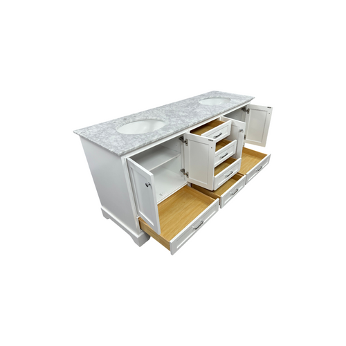 Ariel Bath Cambridge Double Bathroom Vanity with Carrara Marble Top, image 19