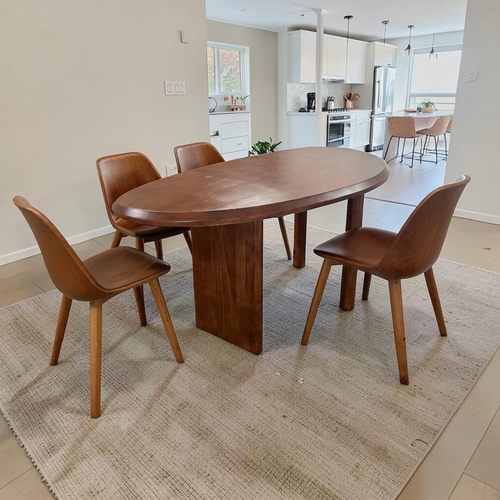 Loon Peak Brown Unique Shape Solid Wood Pine Wood Dining Table, image 1