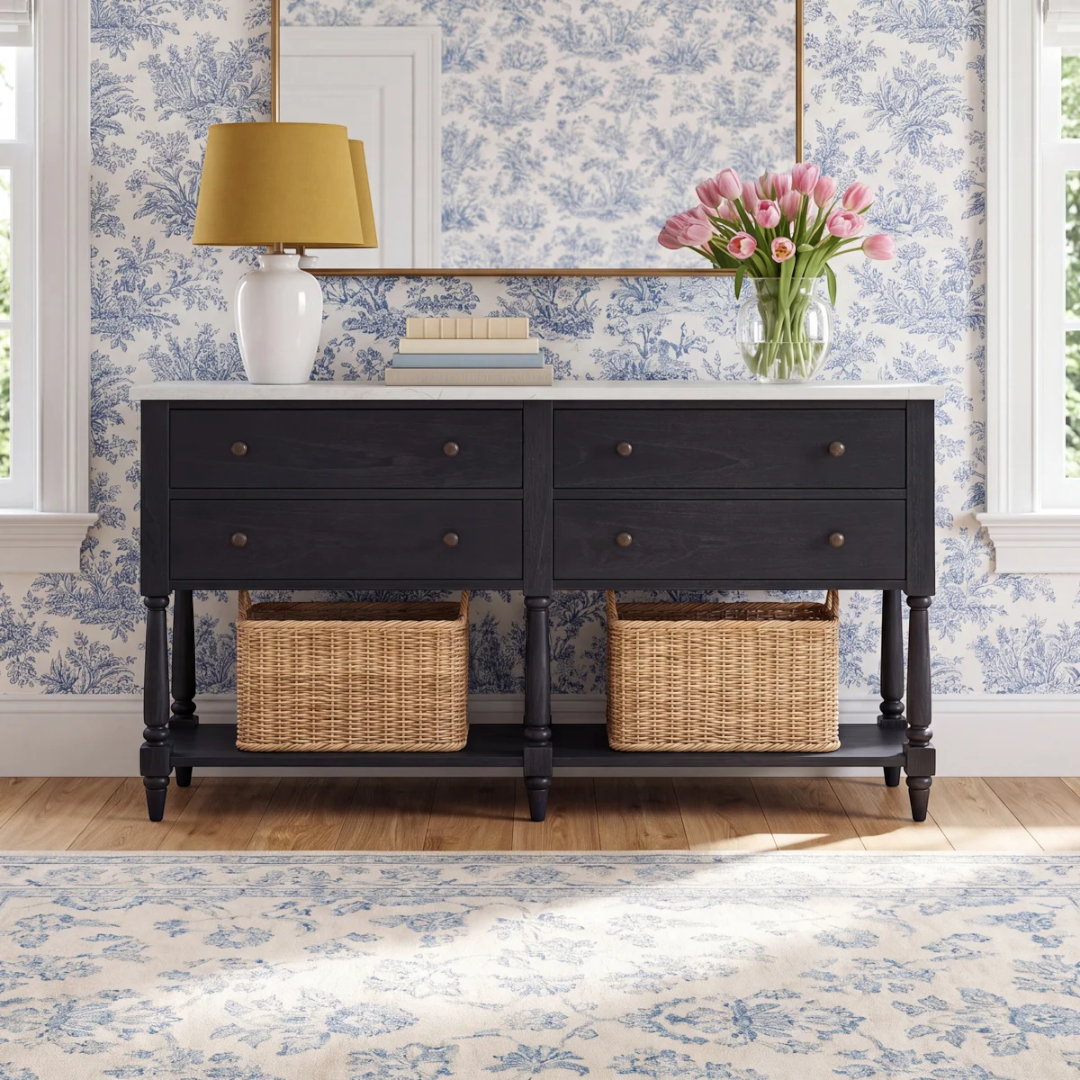 Birch Lane Aberdale 4 Drawer Sideboard with Marble Top