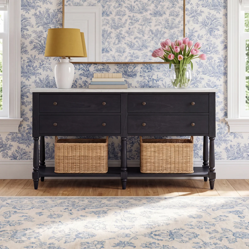 Birch Lane Aberdale 4 Drawer Sideboard with Marble Top, image 1