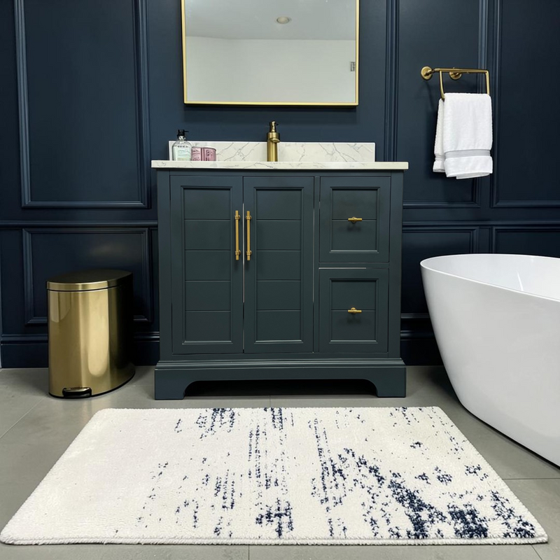 Vanity Art Vannes Single Sink Freestanding Bathroom Vanity with Engineered Marble Top