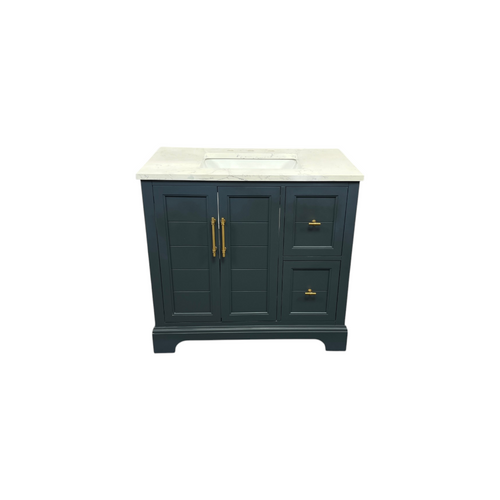 Vanity Art Vannes Single Sink Freestanding Bathroom Vanity with Engineered Marble Top, image 3