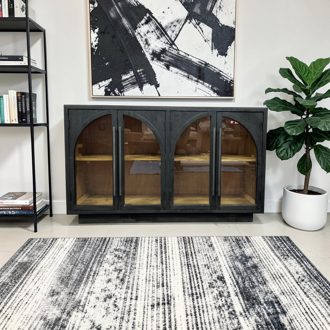 Lark Manor Arvetta Wood Four Door Sideboard With Glass