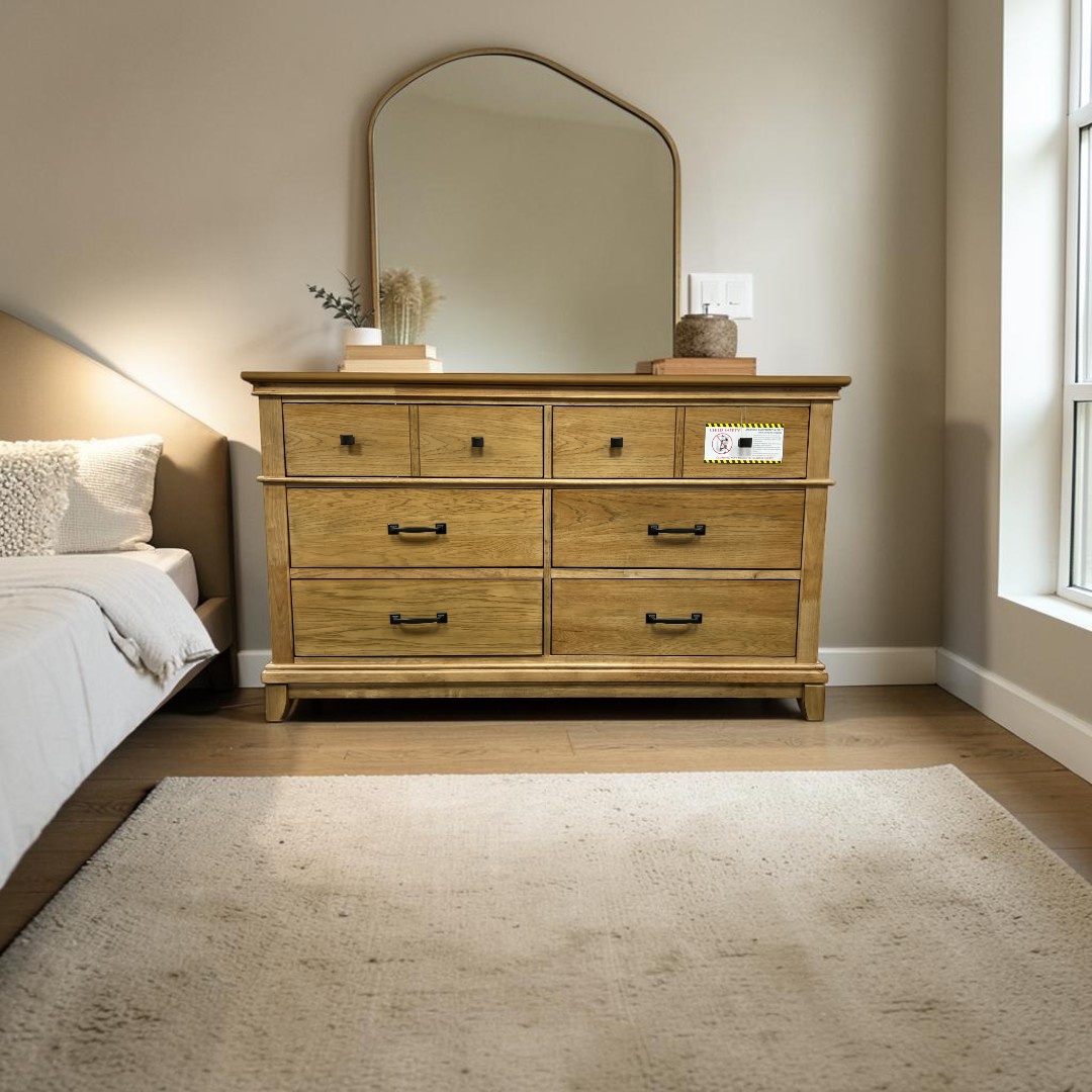Lark Manor Esterel Wood 6-Drawer Dresser, Honey Brown