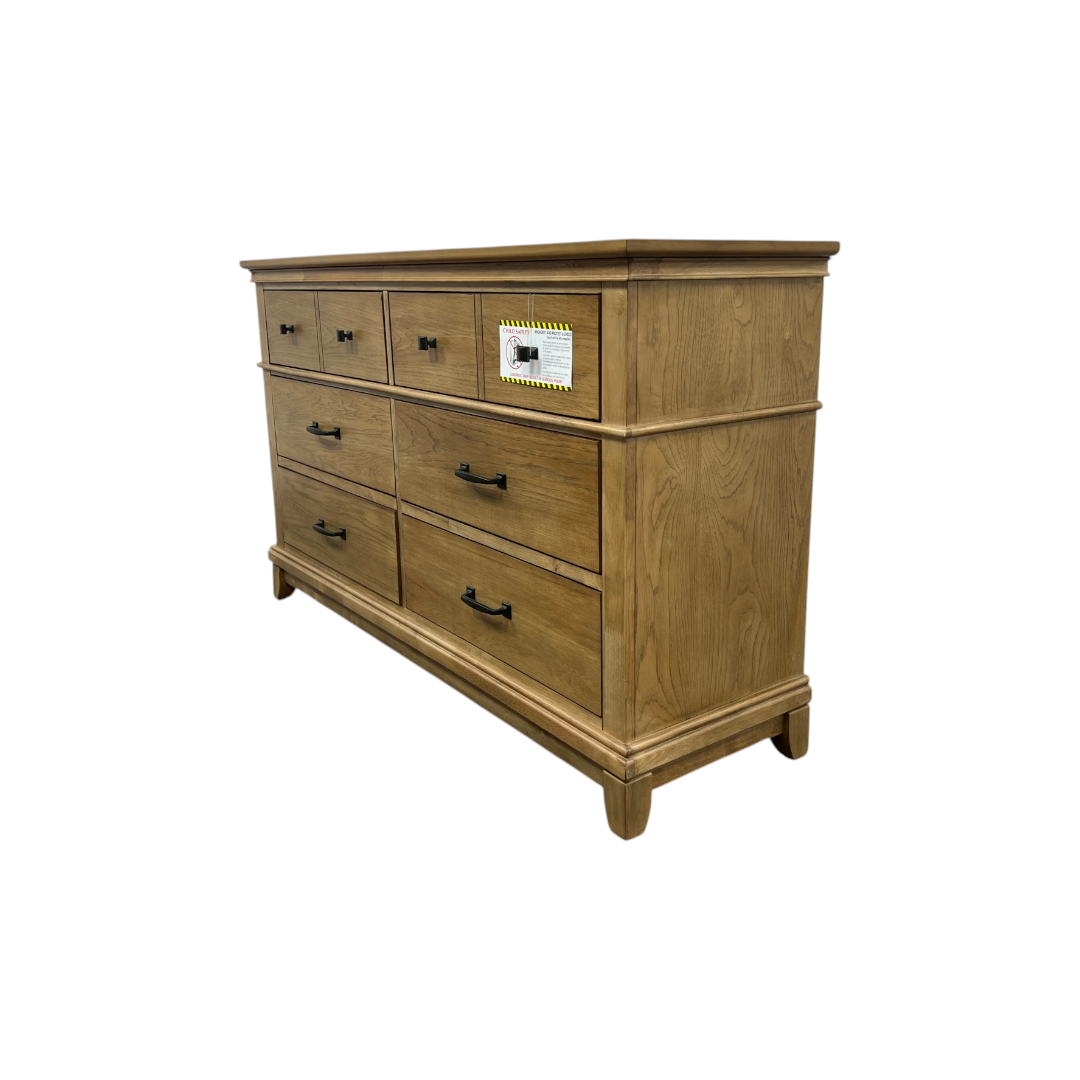 Lark Manor Esterel Wood 6-Drawer Dresser, Honey Brown