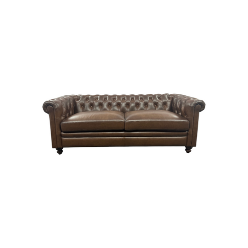 World Menagerie 80.7" Leather Sofa, Chesterfield Sofa With Rolled Arm And Solid Wood, image 2