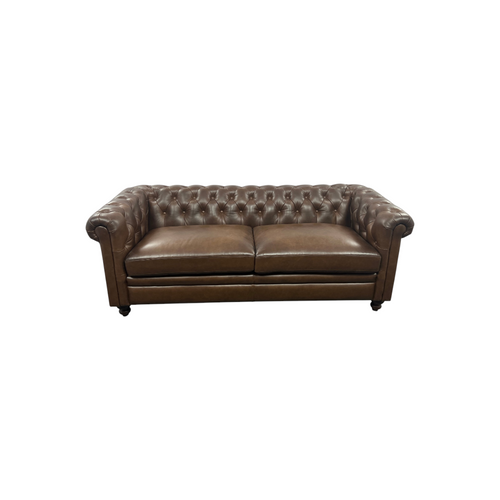 World Menagerie 80.7" Leather Sofa, Chesterfield Sofa With Rolled Arm And Solid Wood, image 3