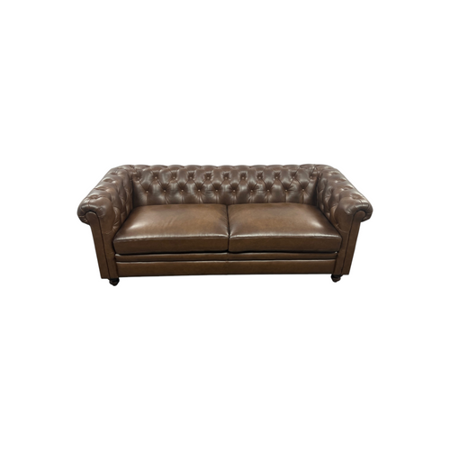 World Menagerie 80.7" Leather Sofa, Chesterfield Sofa With Rolled Arm And Solid Wood, image 4