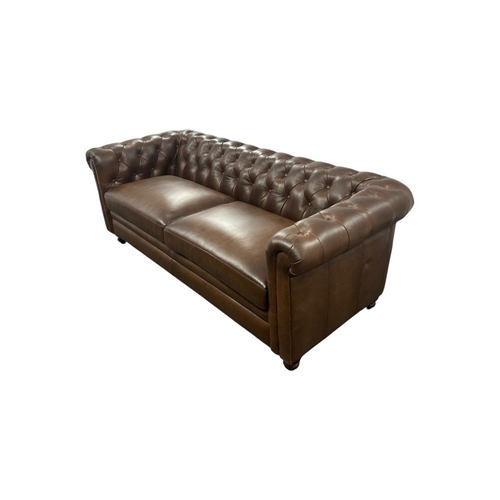 World Menagerie 80.7" Leather Sofa, Chesterfield Sofa With Rolled Arm And Solid Wood, image 6