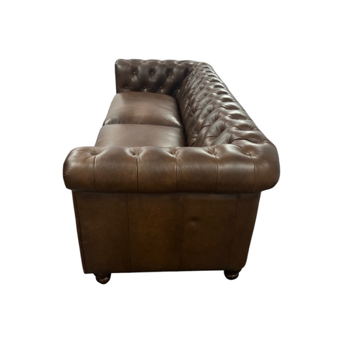 World Menagerie 80.7" Leather Sofa, Chesterfield Sofa With Rolled Arm And Solid Wood, image 7