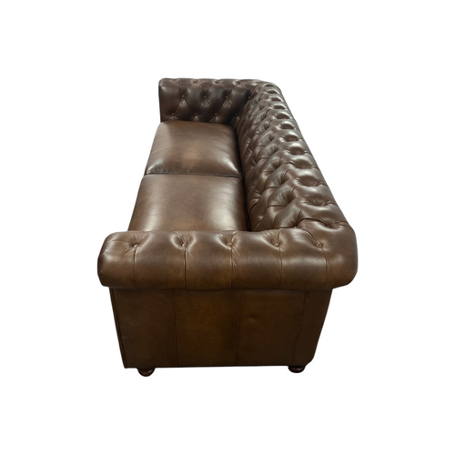 World Menagerie 80.7" Leather Sofa, Chesterfield Sofa With Rolled Arm And Solid Wood, image 8
