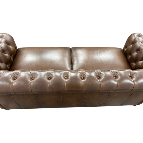 World Menagerie 80.7" Leather Sofa, Chesterfield Sofa With Rolled Arm And Solid Wood, image 11