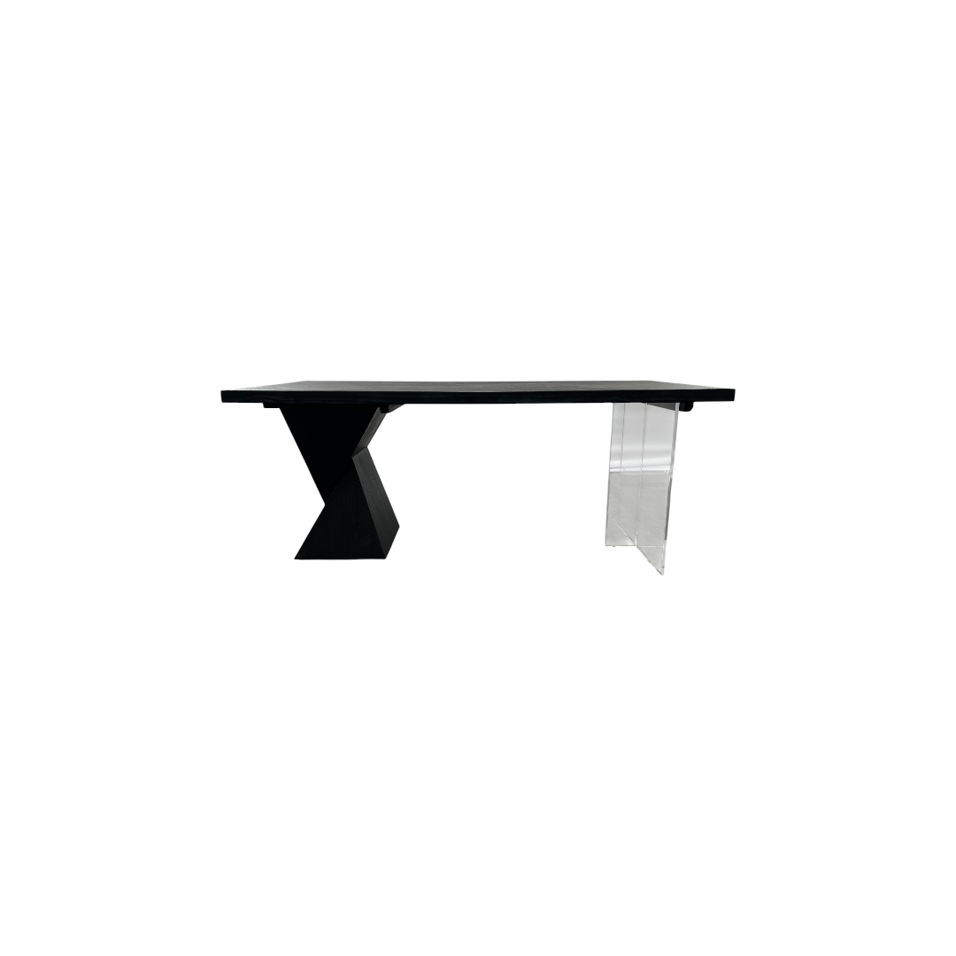 Groove Interior Black Rectangular Solid Wood + Acrylic Desk