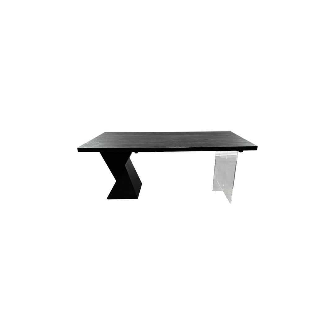 Groove Interior Black Rectangular Solid Wood + Acrylic Desk