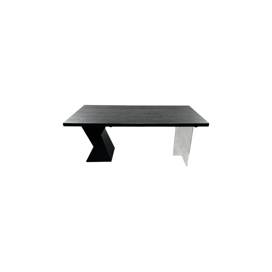 Groove Interior Black Rectangular Solid Wood + Acrylic Desk