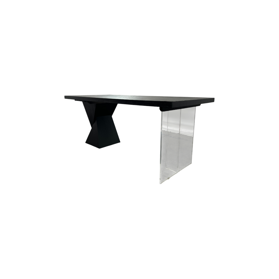Groove Interior Black Rectangular Solid Wood + Acrylic Desk