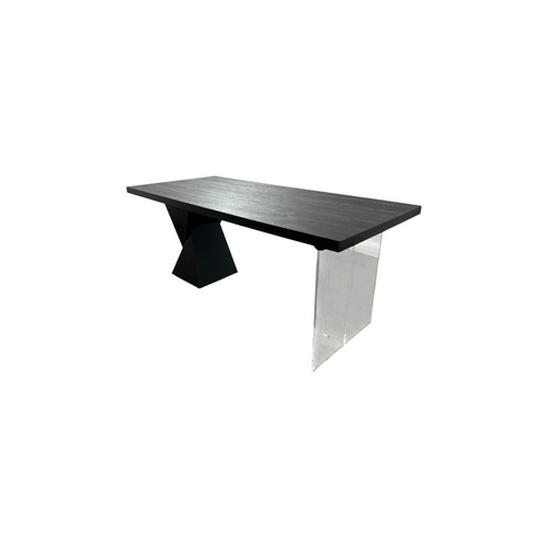 Groove Interior Black Rectangular Solid Wood + Acrylic Desk, image 6