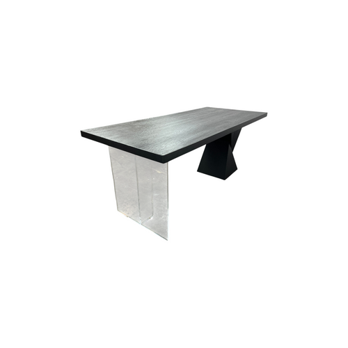 Groove Interior Black Rectangular Solid Wood + Acrylic Desk, image 9