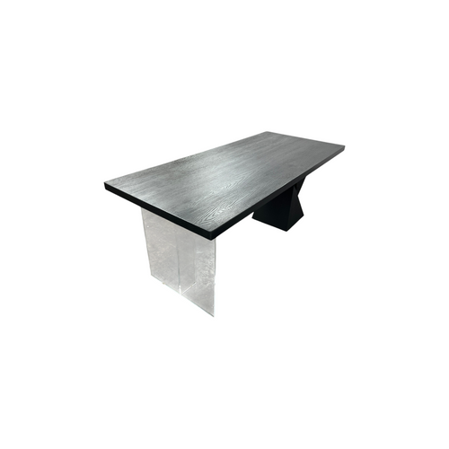 Groove Interior Black Rectangular Solid Wood + Acrylic Desk, image 10