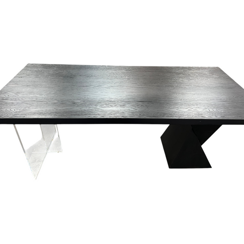 Groove Interior Black Rectangular Solid Wood + Acrylic Desk, image 11