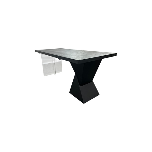 Groove Interior Black Rectangular Solid Wood + Acrylic Desk, image 12