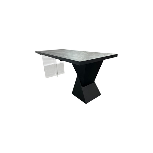 Groove Interior Black Rectangular Solid Wood + Acrylic Desk, image 13