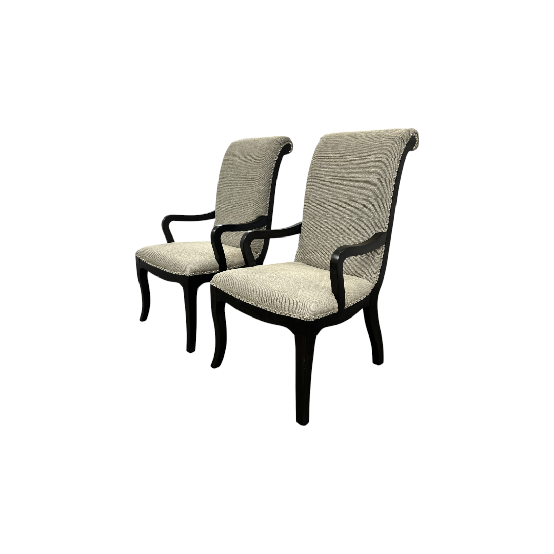 Lark Manor Dows Upholstered Arm Chair — Scroll-Back · Nailhead Trim Set of 2