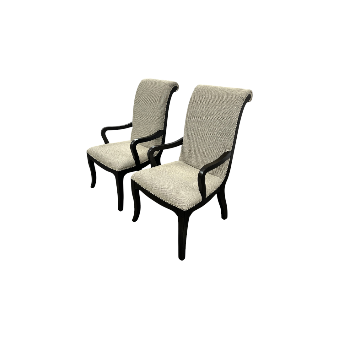 Lark Manor Dows Upholstered Arm Chair — Scroll-Back · Nailhead Trim Set of 2