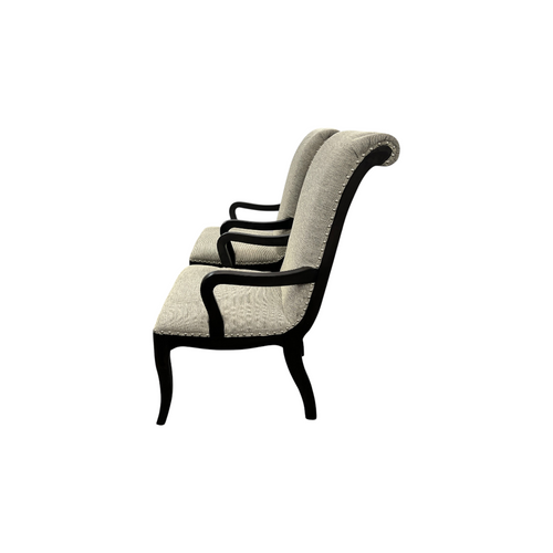 Lark Manor Dows Upholstered Arm Chair — Scroll-Back · Nailhead Trim Set of 2, image 6