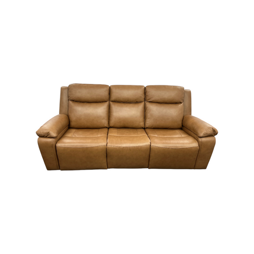 Hokku Designs Kenol 88.2'' Wide Brown Camel Genuine Leather Power Reclining Sofa with Adjustable Headrest, image 3