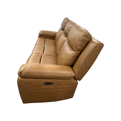 Hokku Designs Kenol 88.2'' Wide Brown Camel Genuine Leather Power Reclining Sofa with Adjustable Headrest, image 7