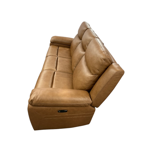 Hokku Designs Kenol 88.2'' Wide Brown Camel Genuine Leather Power Reclining Sofa with Adjustable Headrest, image 8