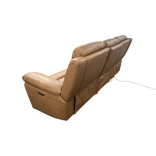 Hokku Designs Kenol 88.2'' Wide Brown Camel Genuine Leather Power Reclining Sofa with Adjustable Headrest, image 9
