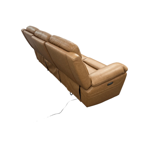 Hokku Designs Kenol 88.2'' Wide Brown Camel Genuine Leather Power Reclining Sofa with Adjustable Headrest, image 11