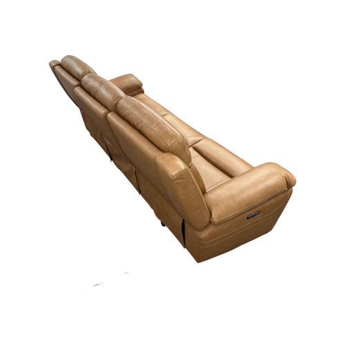 Hokku Designs Kenol 88.2'' Wide Brown Camel Genuine Leather Power Reclining Sofa with Adjustable Headrest, image 12