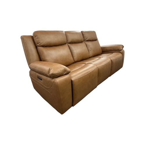 Hokku Designs Kenol 88.2'' Wide Brown Camel Genuine Leather Power Reclining Sofa with Adjustable Headrest, image 13