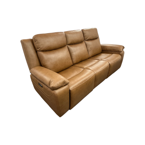 Hokku Designs Kenol 88.2'' Wide Brown Camel Genuine Leather Power Reclining Sofa with Adjustable Headrest, image 14