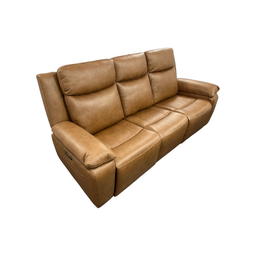 Hokku Designs Kenol 88.2'' Wide Brown Camel Genuine Leather Power Reclining Sofa with Adjustable Headrest, image 15
