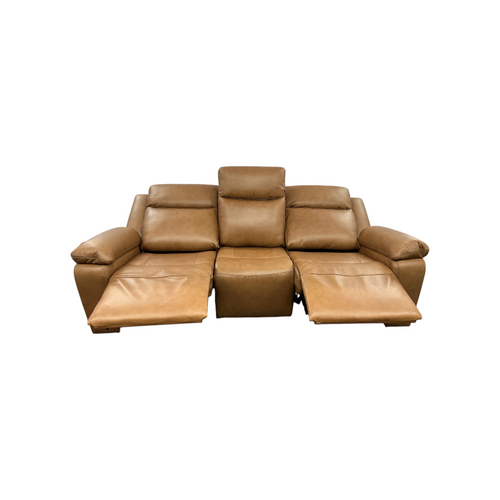 Hokku Designs Kenol 88.2'' Wide Brown Camel Genuine Leather Power Reclining Sofa with Adjustable Headrest, image 18