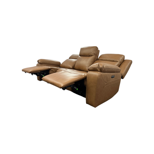 Hokku Designs Kenol 88.2'' Wide Brown Camel Genuine Leather Power Reclining Sofa with Adjustable Headrest, image 19