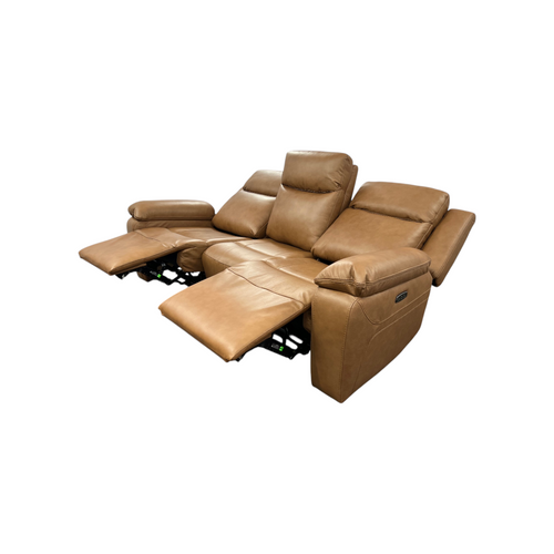 Hokku Designs Kenol 88.2'' Wide Brown Camel Genuine Leather Power Reclining Sofa with Adjustable Headrest, image 20