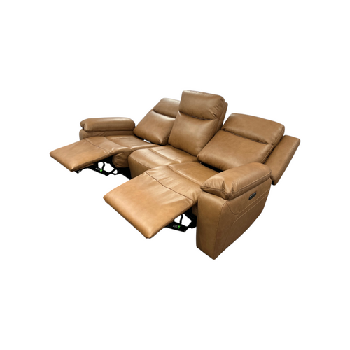 Hokku Designs Kenol 88.2'' Wide Brown Camel Genuine Leather Power Reclining Sofa with Adjustable Headrest, image 21