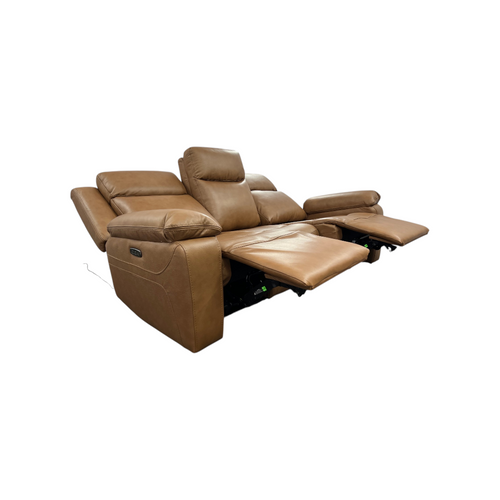 Hokku Designs Kenol 88.2'' Wide Brown Camel Genuine Leather Power Reclining Sofa with Adjustable Headrest, image 22