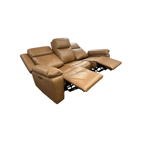 Hokku Designs Kenol 88.2'' Wide Brown Camel Genuine Leather Power Reclining Sofa with Adjustable Headrest, image 23