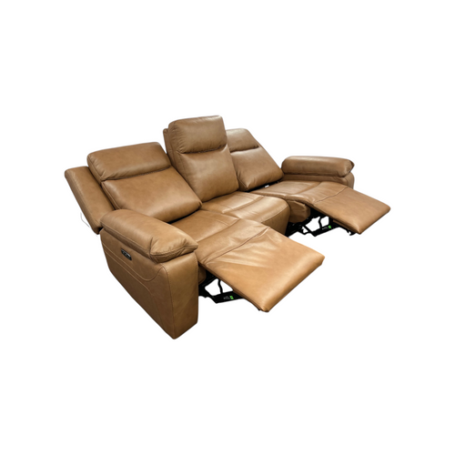 Hokku Designs Kenol 88.2'' Wide Brown Camel Genuine Leather Power Reclining Sofa with Adjustable Headrest, image 24